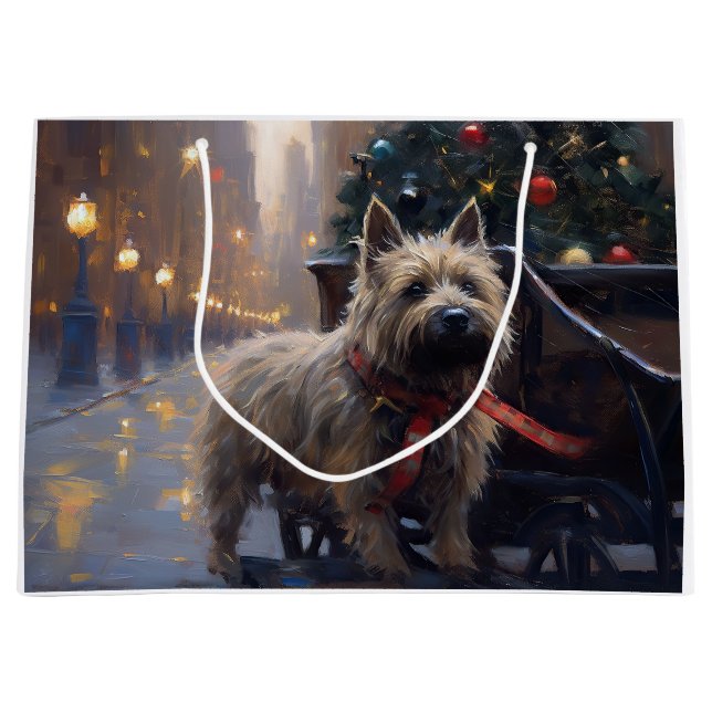 Cairn Terrier Christmas Festive Season  Large Gift Bag (Front)