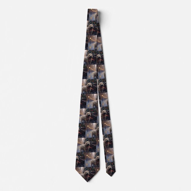 Cairn Terrier Christmas Festive Season  Neck Tie (Front)