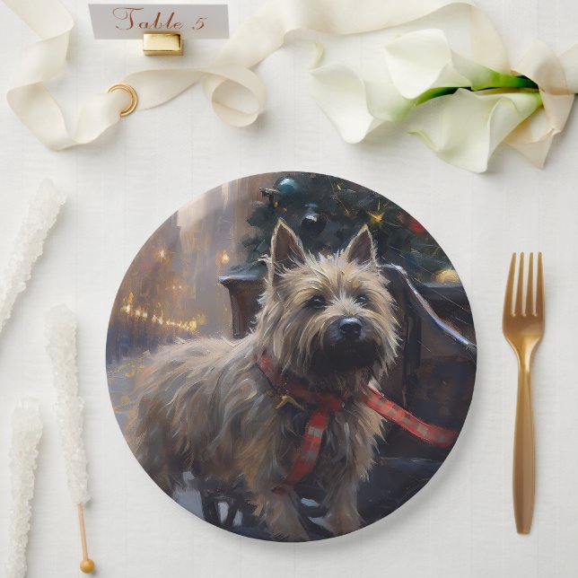 Cairn Terrier Christmas Festive Season  Paper Plates (Wedding)