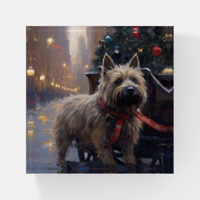 Cairn Terrier Christmas Festive Season  Paperweight (Front)