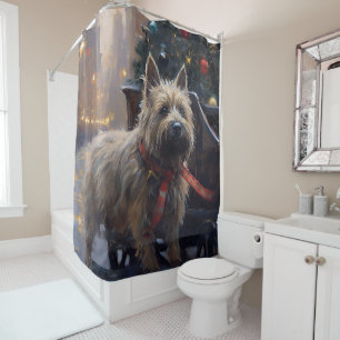 Cairn Terrier Christmas Festive Season Shower Curtain