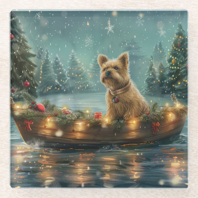 Cairn Terrier Christmas Festive Voyage Glass Coaster (Front)
