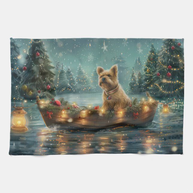 Cairn Terrier Christmas Festive Voyage Kitchen Towel (Horizontal)