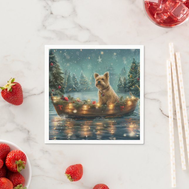 Cairn Terrier Christmas Festive Voyage Napkins (Insitu)