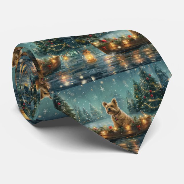 Cairn Terrier Christmas Festive Voyage Neck Tie (Rolled)