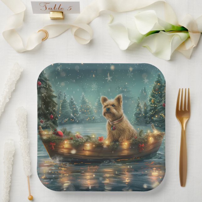 Cairn Terrier Christmas Festive Voyage Paper Plates (Wedding)