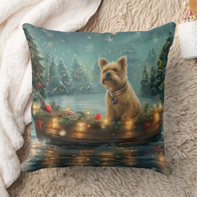 Cairn Terrier Christmas Festive Voyage Throw Pillow (Blanket)