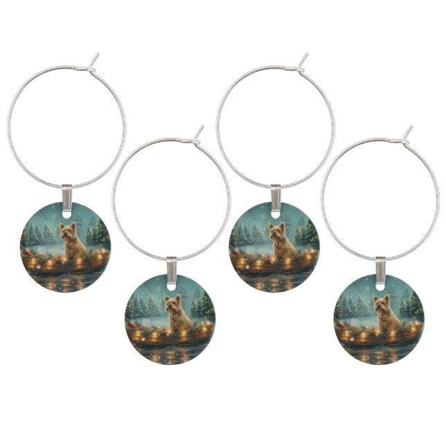 Cairn Terrier Christmas Festive Voyage Wine Charm (Staggered)