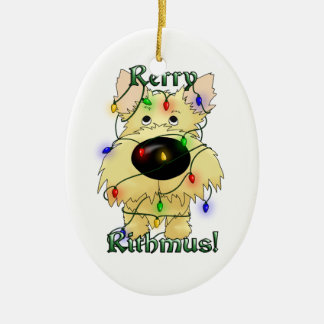 Cairn Terrier - Christmas Lights Ceramic Ornament