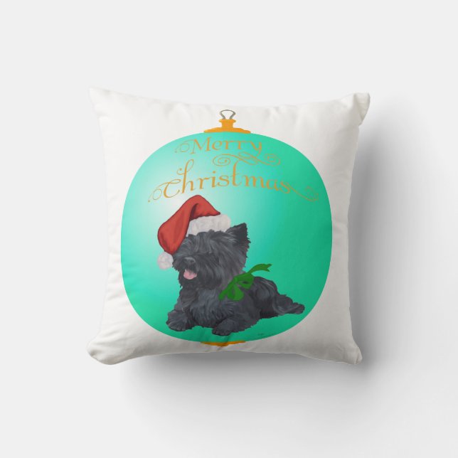 Cairn Terrier Christmas Ornaments Throw Pillow (Front)
