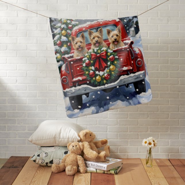 Cairn Terrier Christmas Red Truck Holiday Baby Blanket (In Situ)