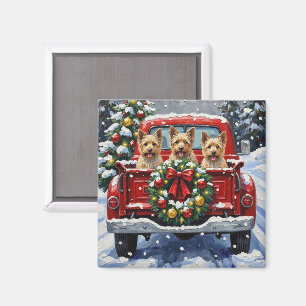 Cairn Terrier Christmas Red Truck Holiday Magnet