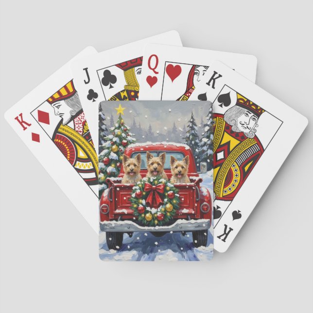 Cairn Terrier Christmas Red Truck Holiday Poker Cards (Back)