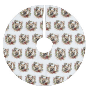 Cairn Terrier Christmas Wreath Festive Pup Brushed Polyester Tree Skirt