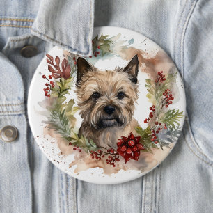Cairn Terrier Christmas Wreath Festive Pup Button