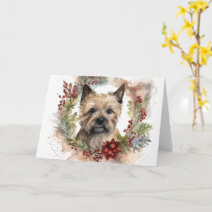 Cairn Terrier Christmas Wreath Festive Pup Card