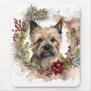 Cairn Terrier Christmas Wreath Festive Pup Mouse Pad