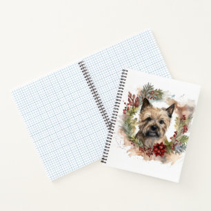 Cairn Terrier Christmas Wreath Festive Pup Notebook