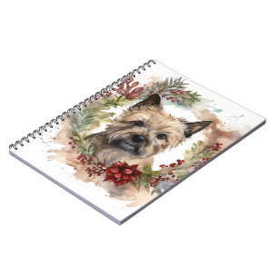 Cairn Terrier Christmas Wreath Festive Pup Notebook