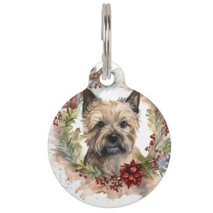 Cairn Terrier Christmas Wreath Festive Pup Pet ID Tag