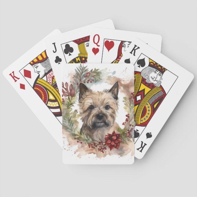 Cairn Terrier Christmas Wreath Festive Pup Poker Cards (Back)
