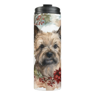 Cairn Terrier Christmas Wreath Festive Pup Thermal Tumbler