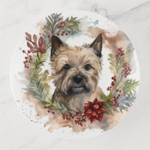 Cairn Terrier Christmas Wreath Festive Pup Trinket Tray