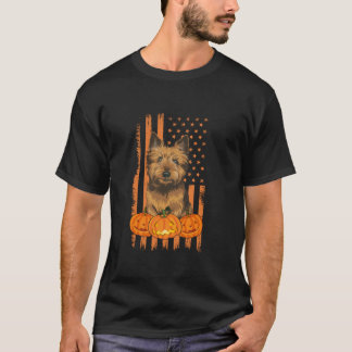 Cairn Terrier Dog American Flag Patriotic Hallowee T-Shirt