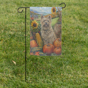 Cairn Terrier Dog Autumn Harvest Thanksgiving Garden Flag