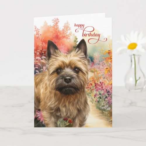 Cairn Terrier Dog Birthday Wishes Garden Path