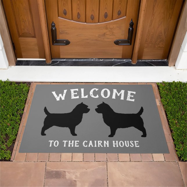 Cairn Terrier Dog Breed Silhouettes Custom Doormat (Outdoor)