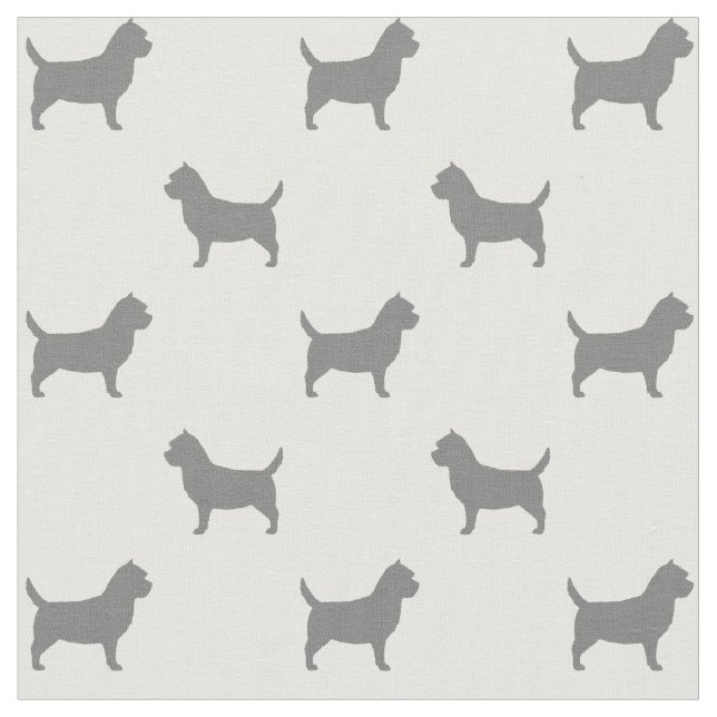 Cairn Terrier Dog Breed Silhouettes Patterned Fabric (Close Up)