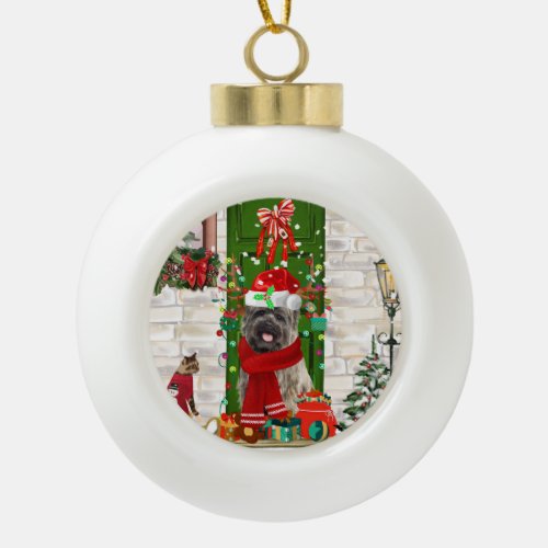 Cairn Terrier Dog Christmas  Ceramic Ball Christmas Ornament