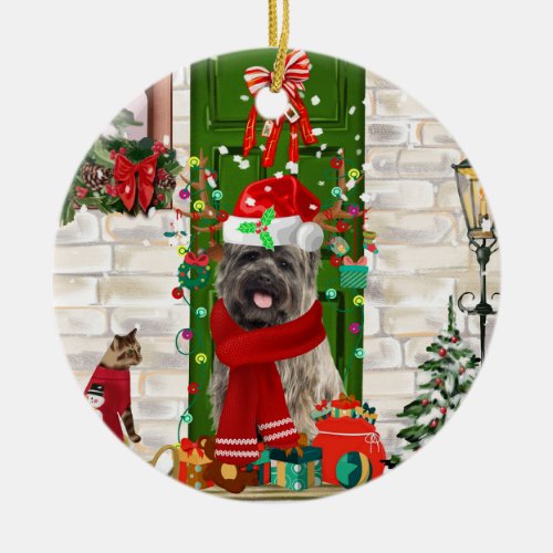 Cairn Terrier Dog Christmas  Ceramic Ornament