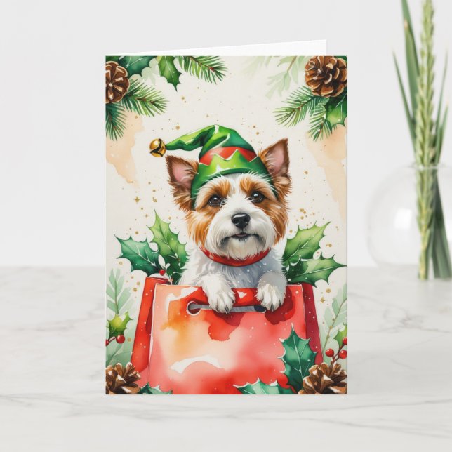 Cairn Terrier Dog Christmas Greeting Card (Front)