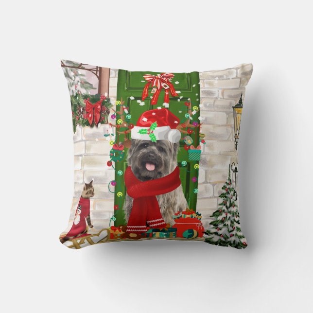 Cairn Terrier Dog Christmas Throw Pillow (Front)