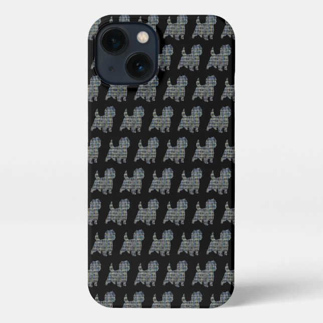Cairn Terrier Dog Cute Silhouette Grid Black iPhone Case (Back)