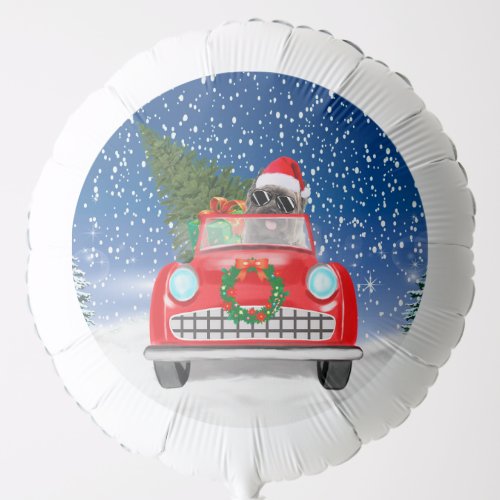 Cairn Terrier Dog Driving Car In Snow Christmas Balloon