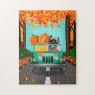 Cairn Terrier Dog Fall Pumpkin Jigsaw Puzzle