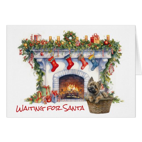 Cairn Terrier Dog Fireplace Wait for Santa