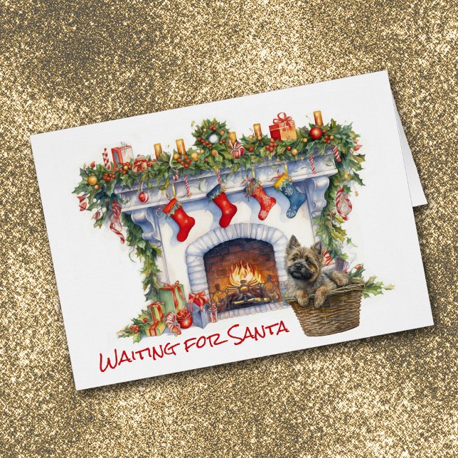 Cairn Terrier Dog Fireplace Wait for Santa Cards (Creator Uploaded)