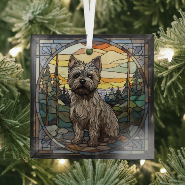 Cairn Terrier Dog Glass Ornament (Insitu)
