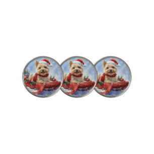 Cairn Terrier Dog in Sledge Let it Snow Christmas Golf Ball Marker