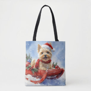 Cairn Terrier Dog in Sledge Let it Snow Christmas Tote Bag