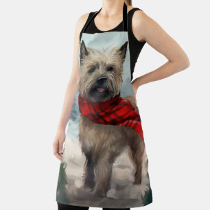 Cairn Terrier Dog in Snow Christmas Apron