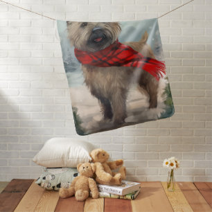 Cairn Terrier Dog in Snow Christmas Baby Blanket