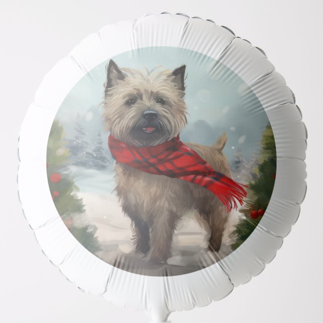Cairn Terrier Dog in Snow Christmas Balloon (Front)