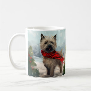 Cairn Terrier Dog in Snow Christmas Coffee Mug