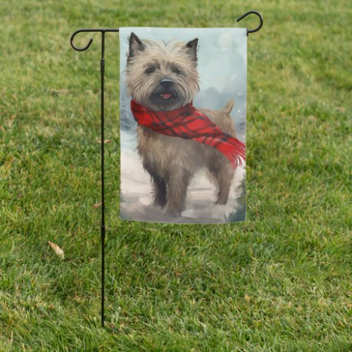 Cairn Terrier Dog in Snow Christmas Garden Flag