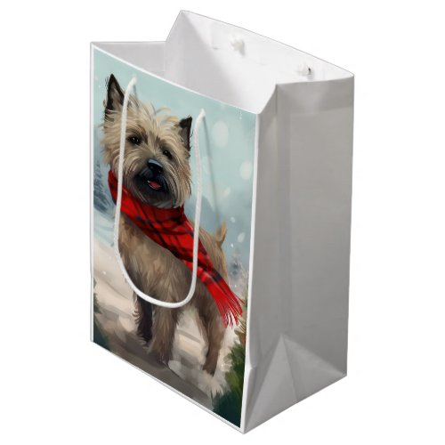 Cairn Terrier Dog in Snow Christmas Medium Gift Bag